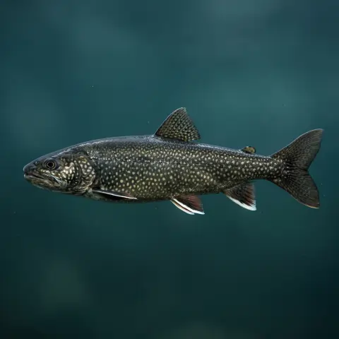 Lake trout, a deep-water silver-grey fish with pale spots