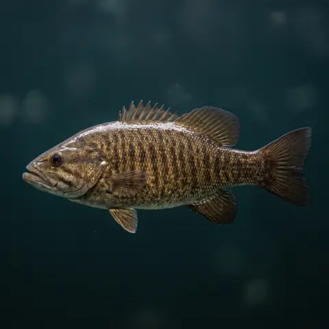 Smallmouth bass, bronze with vertical bars